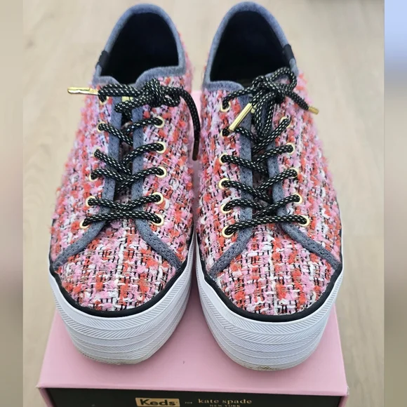 Keds Pink & Black Tweed Sneakers Size: 8 - Picture 4 of 7